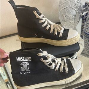 MOSCHINO Milano Black and White Sneakers High Tops